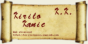 Kirilo Kanić vizit kartica